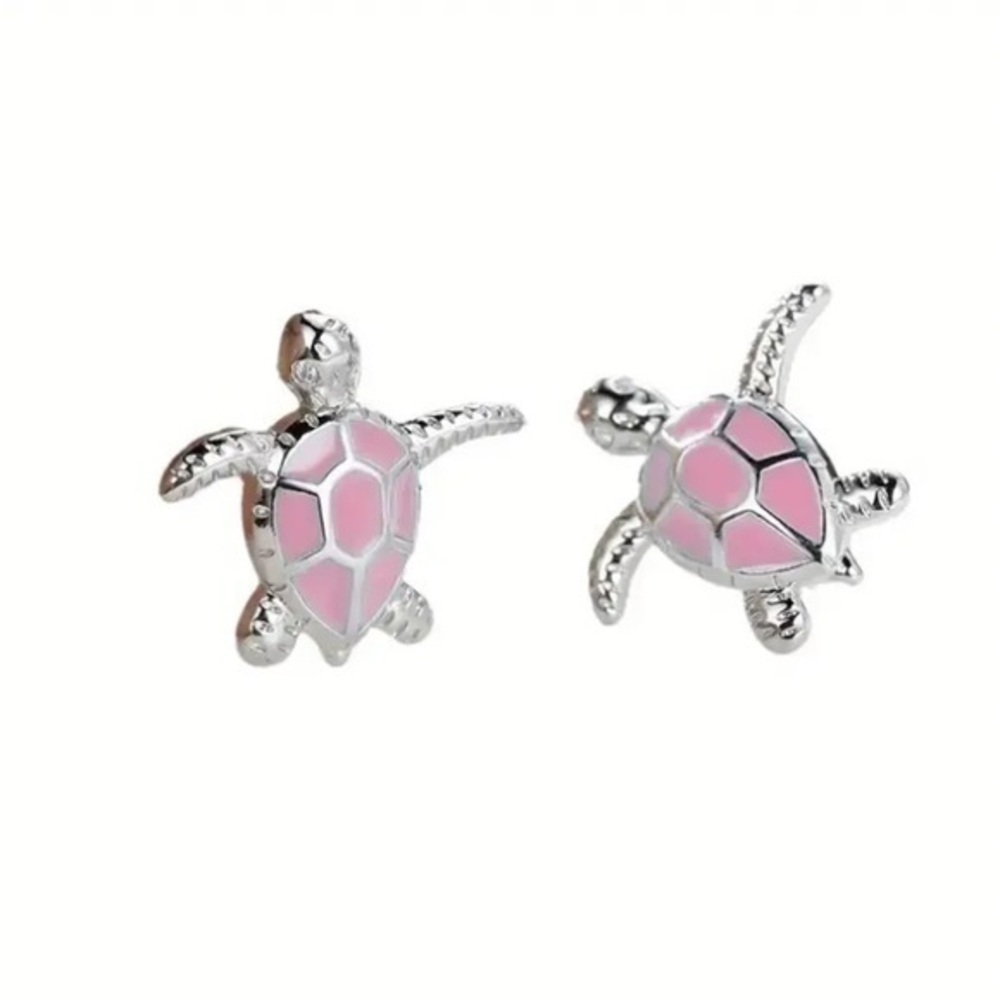 Pink Mother Of Pearl Sea Turtle Earrings